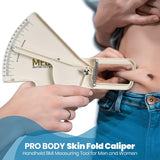 Pro Body Skin Caliper - Handheld BMI Measuring Tool - Accurate Skinfold Caliper Measures Fat for Men and Women, for Monitoring Fitness and Weight Loss Goals, Instructions and Body Fat Chart, White