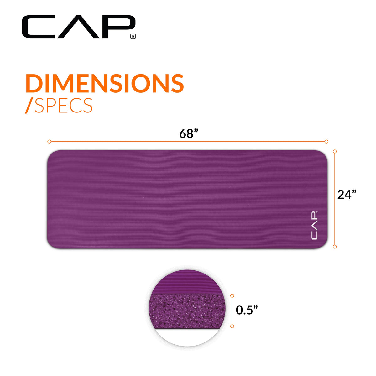 CAP Barbell 1/2-Inch High Density Exercise Yoga Mat with Strap | Multiple Options – view 11