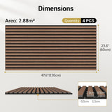 TONOR 4 Pack Acoustic Panels, Wood Panels for Walls, 47.2" x 23.6" Panneau Acoustique Mural, Flexible Slat Wall Panel for Home, Studio, Office, Brown