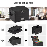 5200°F Fireproof Document Box with Lock, included Dividers (Black) | Fire Proof File Box，Collapsible Storage Box with Zippers and Inserts Pockets, Portable Bag Home Office Letter/Legal Folder
