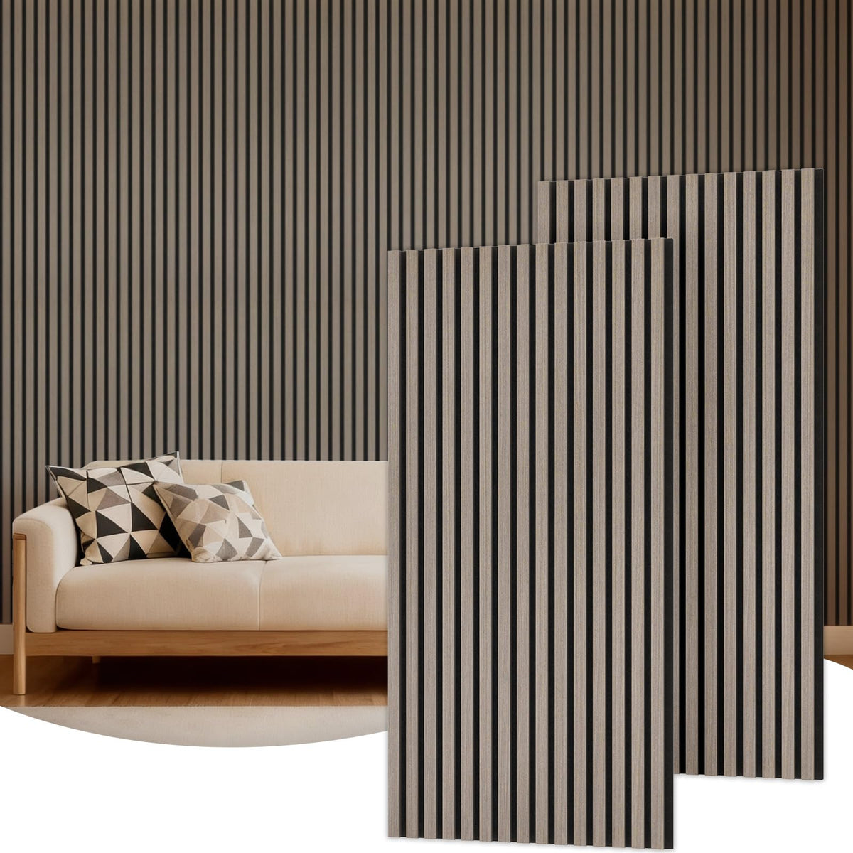 TONOR 4 Pack Acoustic Panels, Wood Panels for Walls, 47.2" x 23.6" Panneau Acoustique Mural, Flexible Slat Wall Panel for Home, Studio, Office, Brown – view 6