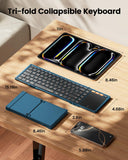 ProtoArc XK01 TP Foldable Keyboard with Touchpad, 0.65 in Keycaps, Black | Multi-touch Trackpad, 88-key, Full Shortcut Row, 3-device Bluetooth 5.1 Switching, USB-C Charging for Mobile Productivity