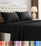 King Sheets Set, 4 Pieces 16" Deep Pocket Hotel Luxury Bed Sheets, Black | Extra Soft Bedsheet Set, Comfy & Breathable Cooling Sheets, Wrinkle & Fade Resistant, Fitted Sheet, Flat Sheet, 2 Pillowcases