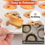Silicone Muffin Pan, with Metal Reinforced Frame 2.8 Inch Regular Size Silicone Cupcake Pan Nonstick 12 Cups for Baking Homemade Muffins, Cupcakes, Egg Bites 2 Pack Dishwasher Safe BPA Free
