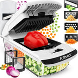 Fullstar Pro Original - Vegetable Chopper, Cutter & Spiralizer - 4 Blades | Onion, Salad & Veggie Dicer - Fast Food Prep Kitchen Gadgets & Cooking Gifts (4-in-1, White)
