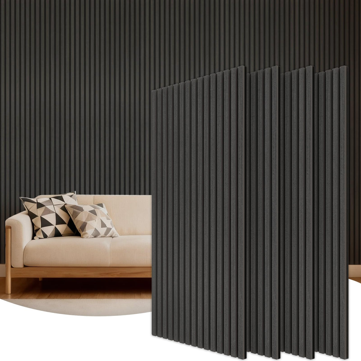 TONOR 4 Pack Acoustic Panels, Wood Panels for Walls, 47.2" x 23.6" Panneau Acoustique Mural, Flexible Slat Wall Panel for Home, Studio, Office, Brown – view 4
