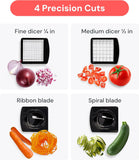 Fullstar Pro Original - Vegetable Chopper, Cutter & Spiralizer - 4 Blades | Onion, Salad & Veggie Dicer - Fast Food Prep Kitchen Gadgets & Cooking Gifts (4-in-1, White)