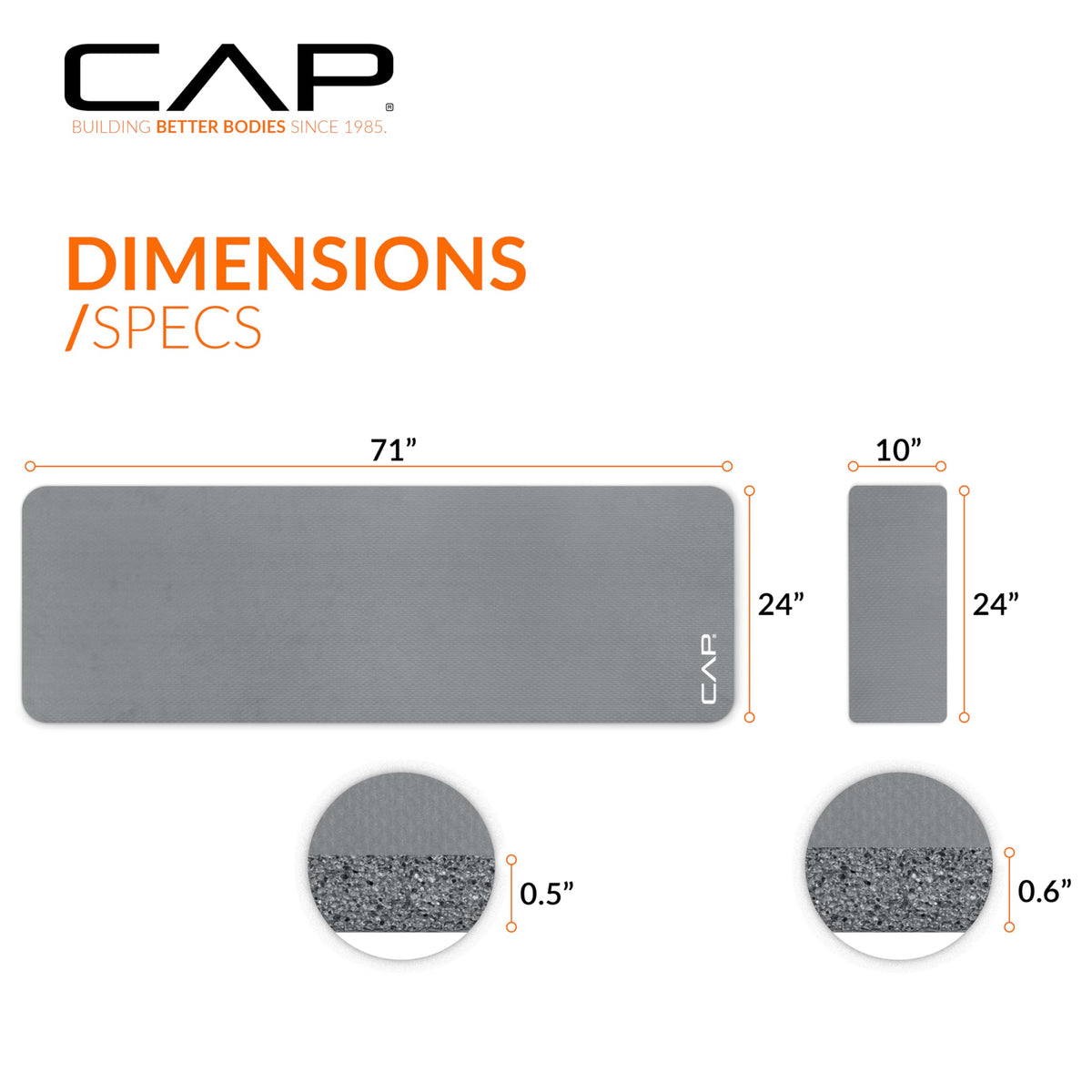CAP Barbell 1/2-Inch High Density Exercise Yoga Mat with Strap | Multiple Options – view 23