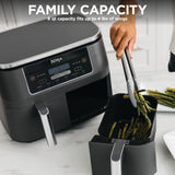 Ninja DualZone Air Fryer, 8 Qt/7.6L, 6-in-1, Grey, DZ801C | Air fry, broil, roast, bake, reheat, dehydrate, 2x4 Qt/3.8L zones, Smart Finish, Match Cook
