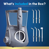 Waterpik Aquarius Water Flosser For Teeth Cleaning, Gums, Braces, Dental Care, Electric Power With 10 Settings, 7 Tips For Multiple Users & Needs, CDA Validated, Black WP-662, Packaging May Vary | 10 pressure settings, For gums, braces, implants and teeth