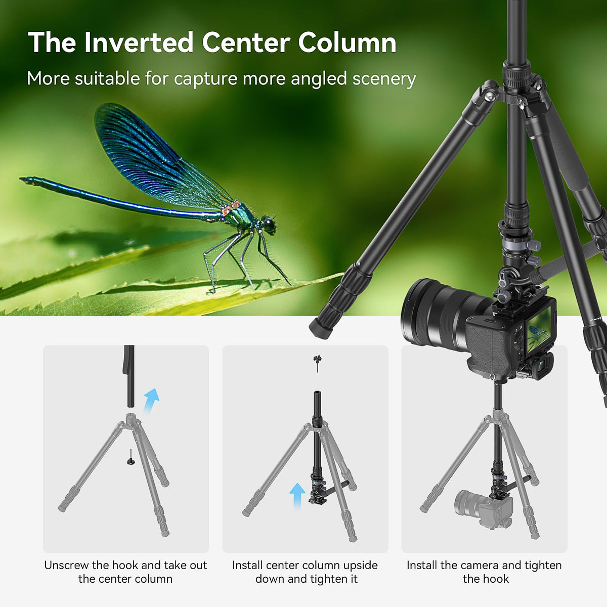 SmallRig FreeBlazer 73" Video Tripod for Vertical/Horizontal Shooting, Monopod Conversion, Rotatable QR Plate, for Camcorder, Mirrorless, DSLR, with Carry Bag, Load up to 11 lbs/5 kg - 4307 – view 20