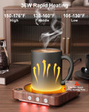 House Gem Mug Warmer - 36W Coffee Mug Warmer for Desk with Temperature Display, 2-12Hrs Auto Shut Off, Smart Candle Warmer - Ideal Coffee Gifts Accessories Keep Beverages Coffee Warmer (Black) | Fast Heating to 176°F, LED Display, Color-Coded Lights, Temp