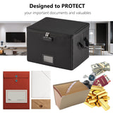 5200°F Fireproof Document Box with Lock, included Dividers (Black) | Fire Proof File Box，Collapsible Storage Box with Zippers and Inserts Pockets, Portable Bag Home Office Letter/Legal Folder