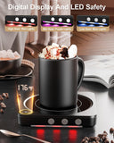 House Gem Mug Warmer - 36W Coffee Mug Warmer for Desk with Temperature Display, 2-12Hrs Auto Shut Off, Smart Candle Warmer - Ideal Coffee Gifts Accessories Keep Beverages Coffee Warmer (Black) | Fast Heating to 176°F, LED Display, Color-Coded Lights, Temp