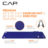 CAP Barbell 1/2-Inch High Density Exercise Yoga Mat with Strap | Multiple Options