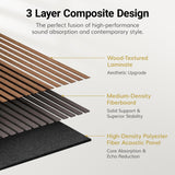 TONOR 4 Pack Acoustic Panels, Wood Panels for Walls, 47.2" x 23.6" Panneau Acoustique Mural, Flexible Slat Wall Panel for Home, Studio, Office, Brown