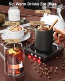 House Gem Mug Warmer - 36W Coffee Mug Warmer for Desk with Temperature Display, 2-12Hrs Auto Shut Off, Smart Candle Warmer - Ideal Coffee Gifts Accessories Keep Beverages Coffee Warmer (Black) | Fast Heating to 176°F, LED Display, Color-Coded Lights, Temp