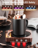 House Gem Mug Warmer - 36W Coffee Mug Warmer for Desk with Temperature Display, 2-12Hrs Auto Shut Off, Smart Candle Warmer - Ideal Coffee Gifts Accessories Keep Beverages Coffee Warmer (Black) | Fast Heating to 176°F, LED Display, Color-Coded Lights, Temp