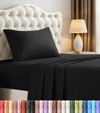 King Sheets Set, 4 Pieces 16" Deep Pocket Hotel Luxury Bed Sheets, Black | Extra Soft Bedsheet Set, Comfy & Breathable Cooling Sheets, Wrinkle & Fade Resistant, Fitted Sheet, Flat Sheet, 2 Pillowcases