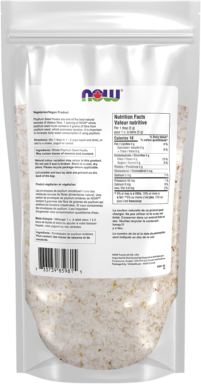 NOW Supplements, Whole Psyllium Husks, Non-GMO Project Verified, Soluble Fibre, 454g – view 3