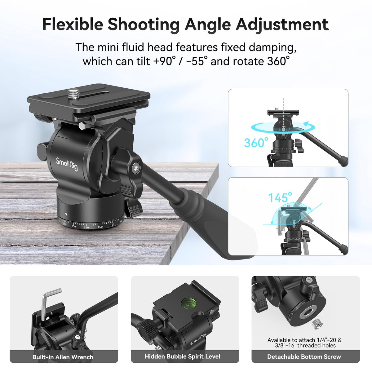 SmallRig FreeBlazer 73" Video Tripod for Vertical/Horizontal Shooting, Monopod Conversion, Rotatable QR Plate, for Camcorder, Mirrorless, DSLR, with Carry Bag, Load up to 11 lbs/5 kg - 4307 – view 21
