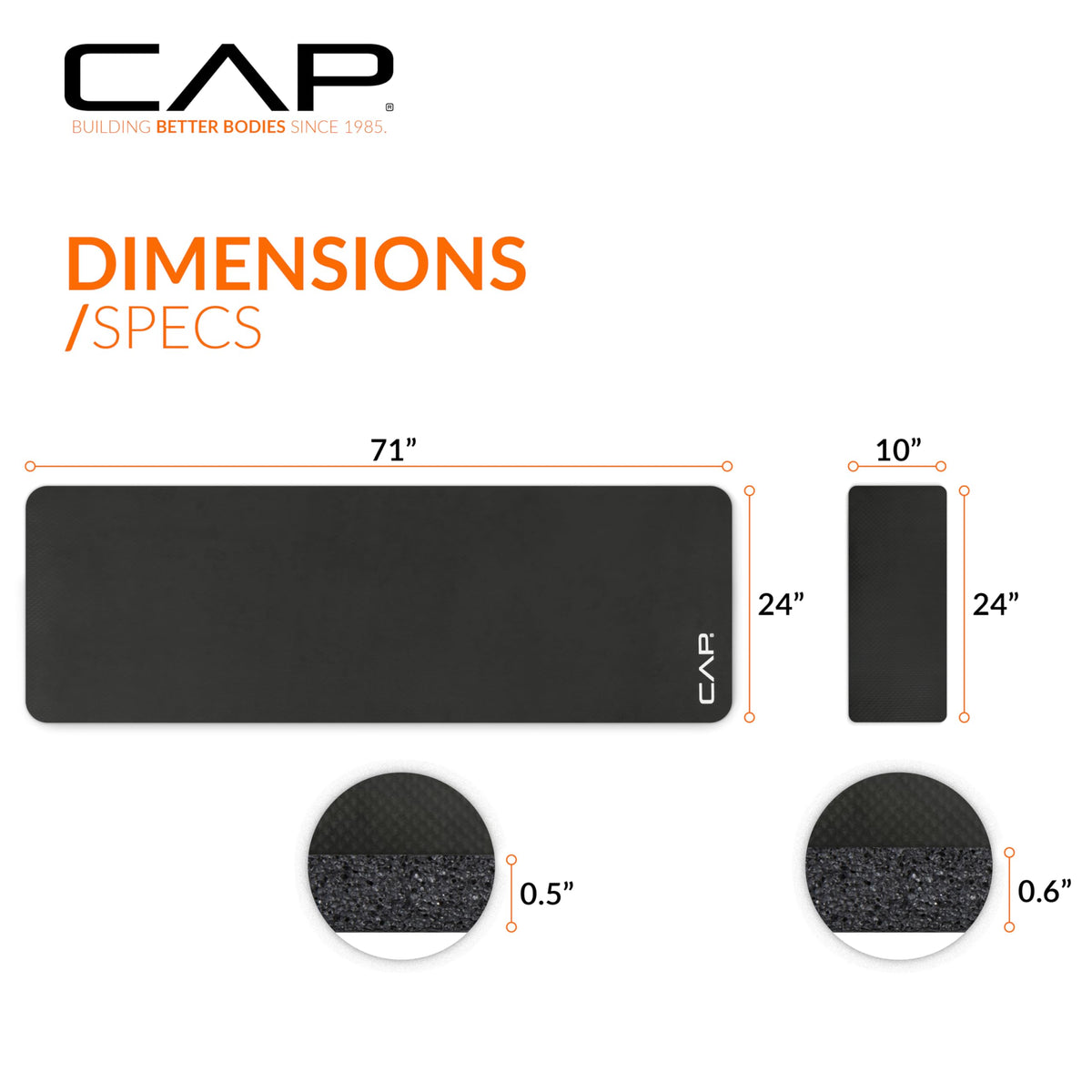 CAP Barbell 1/2-Inch High Density Exercise Yoga Mat with Strap | Multiple Options – view 18