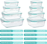 Vtopmart 8 Pack Glass Food Storage Containers with Lids, Grey | Meal Prep Containers, Airtight Lids for Leftover, On-the-go, Safe for Microwave, Oven, Freezer and Dishwasher