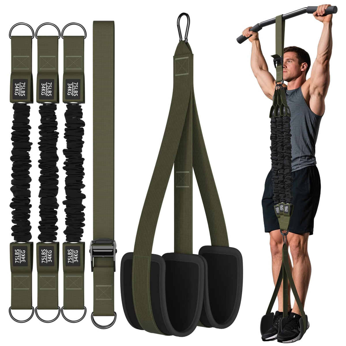 LEEKEY Resistance Bands, Exercise Bands Pull Up Assist Bands - Workout Bands Set - Mobility Band Powerlifting Bands for Men and Women Fitness Training, Physical Therapy,Home Workouts – view 15