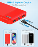 AsperX Power Bank, 10000mAh USB C Portable Charger Battery Pack 3 Outputs | Portable Battery Bank, Travel Essentials Battery Pack Power Bank for iPhone Series, Smartphones, Earphones and More