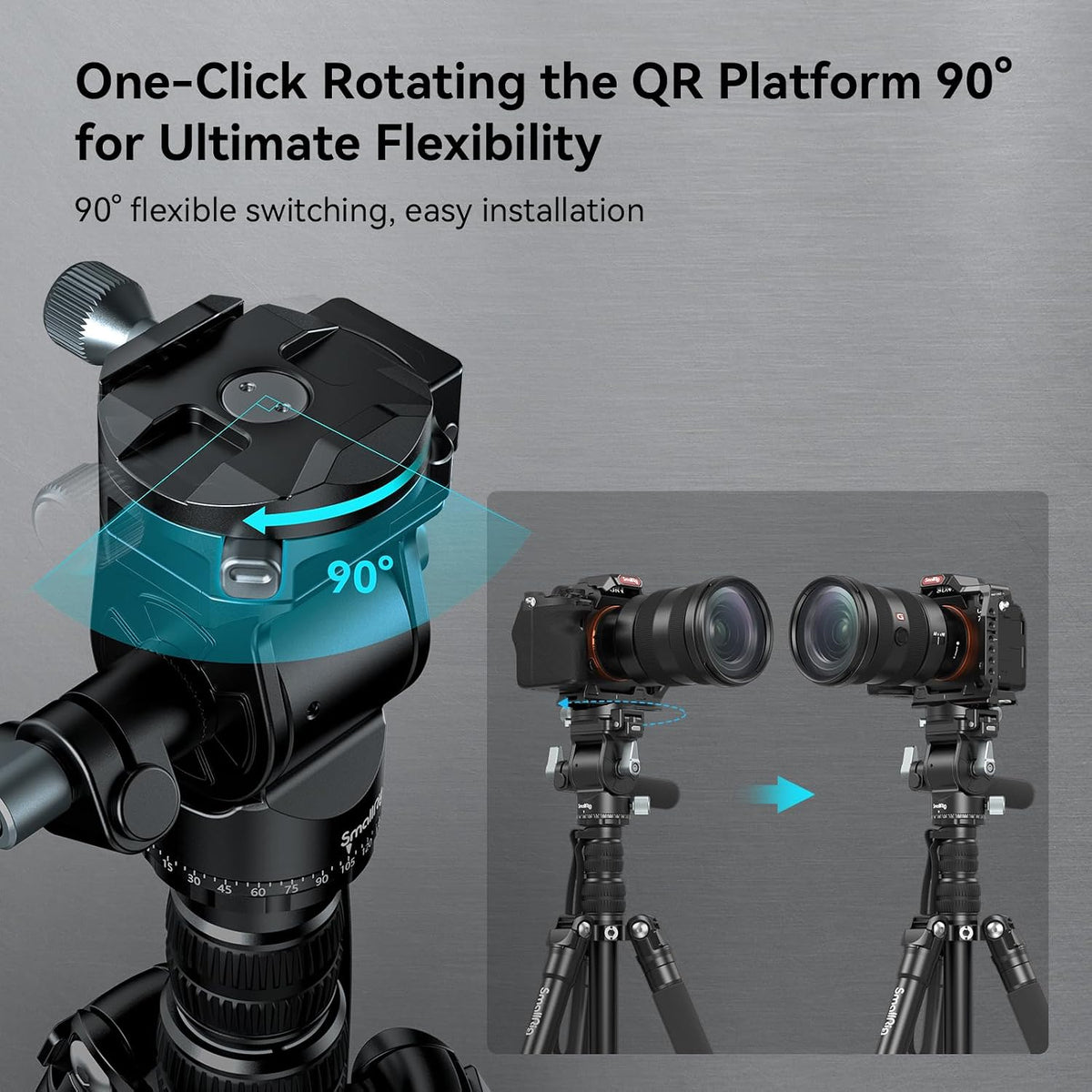 SmallRig FreeBlazer 73" Video Tripod for Vertical/Horizontal Shooting, Monopod Conversion, Rotatable QR Plate, for Camcorder, Mirrorless, DSLR, with Carry Bag, Load up to 11 lbs/5 kg - 4307 – view 6