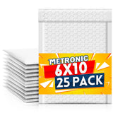 Metronic White Bubble Mailers 6x10 Inch 100 PC Self-Seal Bubble Mailer | Usable Size 6x9" Thick Padded Envelopes Cushion Mailing Padded Envelope Waterproof Shipping Bags for Makeup Jewelry, Supplies