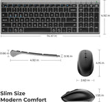 iClever DK05 Bluetooth Keyboard and Mouse Combo - 2.4G Wireless Rechargeable Keyboard Mouse, Compact Design with Numeric Keypad, Multi-Device Connection, Comfortable Typing for PC/Laptop/Windows/Mac