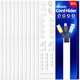 Delamu Cord Hider, Cord Cover Wall, Premium Cord Covers for Wires on Wall, Cable Concealer Hider Kit for Hiding Wires in Home and Office Cable Managemen, (White, 236in L x 0.95in W x 0.55in H)