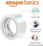 Amazon Basics Strong Plastic Adhesive Packaging Tape for Shipping, Moving and Storage, Clear, Low Odor, 1.88 in x 54.6 yds, 12-Pack