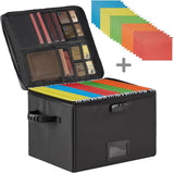 5200°F Fireproof Document Box with Lock, included Dividers (Black) | Fire Proof File Box，Collapsible Storage Box with Zippers and Inserts Pockets, Portable Bag Home Office Letter/Legal Folder