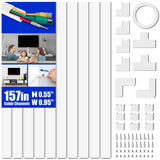 Delamu Cord Hider, Cord Cover Wall, Premium Cord Covers for Wires on Wall, Cable Concealer Hider Kit for Hiding Wires in Home and Office Cable Managemen, (White, 236in L x 0.95in W x 0.55in H)
