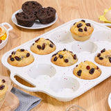 Silicone Muffin Pan, with Metal Reinforced Frame 2.8 Inch Regular Size Silicone Cupcake Pan Nonstick 12 Cups for Baking Homemade Muffins, Cupcakes, Egg Bites 2 Pack Dishwasher Safe BPA Free