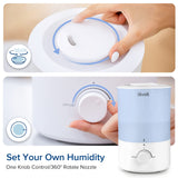 Levoit Humidifiers for Bedroom, Top Fill, Quiet, Knob Control, 360° Nozzle | Cool Mist Air Humidifier for Home, Baby Nursery & Plants, Auto Shut-off for Safety, 25H Lasting, BPA Free