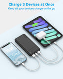 AsperX Power Bank, 10000mAh USB C Portable Charger Battery Pack 3 Outputs | Portable Battery Bank, Travel Essentials Battery Pack Power Bank for iPhone Series, Smartphones, Earphones and More