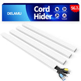 Delamu Cord Hider, Cord Cover Wall, Premium Cord Covers for Wires on Wall, Cable Concealer Hider Kit for Hiding Wires in Home and Office Cable Managemen, (White, 236in L x 0.95in W x 0.55in H)