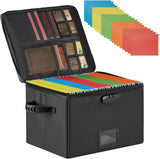 5200°F Fireproof Document Box with Lock, included Dividers (Black) | Fire Proof File Box，Collapsible Storage Box with Zippers and Inserts Pockets, Portable Bag Home Office Letter/Legal Folder