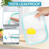 Vtopmart 8 Pack Glass Food Storage Containers with Lids, Grey | Meal Prep Containers, Airtight Lids for Leftover, On-the-go, Safe for Microwave, Oven, Freezer and Dishwasher