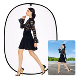 5*6.5 ft(2mX1.5m) 2 in 1 Polyester Muslin Black White Backdrop | Collapsible Reflector Backgrounds Portable Collapsible Reversible Photography Backdrop with Carrying Bag