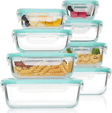 Vtopmart 8 Pack Glass Food Storage Containers with Lids, Grey | Meal Prep Containers, Airtight Lids for Leftover, On-the-go, Safe for Microwave, Oven, Freezer and Dishwasher