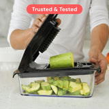 Fullstar Pro Original - Vegetable Chopper, Cutter & Spiralizer - 4 Blades | Onion, Salad & Veggie Dicer - Fast Food Prep Kitchen Gadgets & Cooking Gifts (4-in-1, White)