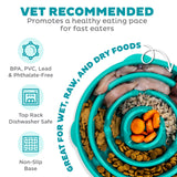 Outward Hound Fun Feeder Slo Bowl, Flower Pattern, Purple, Large, 11.8" | Slows Fast Eaters, Can Aid Digestion, Holds 4 Cups Dry or Wet Food, Non-Slip Base, Easy Clean, No BPA, Medium to Large Dogs