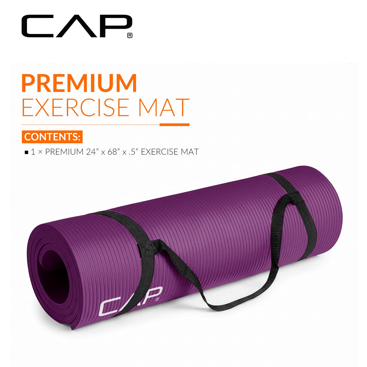 CAP Barbell 1/2-Inch High Density Exercise Yoga Mat with Strap | Multiple Options – view 9