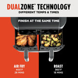 Ninja DualZone Air Fryer, 8 Qt/7.6L, 6-in-1, Grey, DZ801C | Air fry, broil, roast, bake, reheat, dehydrate, 2x4 Qt/3.8L zones, Smart Finish, Match Cook