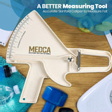 Pro Body Skin Caliper - Handheld BMI Measuring Tool - Accurate Skinfold Caliper Measures Fat for Men and Women, for Monitoring Fitness and Weight Loss Goals, Instructions and Body Fat Chart, White