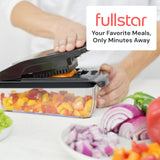 Fullstar Pro Original - Vegetable Chopper, Cutter & Spiralizer - 4 Blades | Onion, Salad & Veggie Dicer - Fast Food Prep Kitchen Gadgets & Cooking Gifts (4-in-1, White)